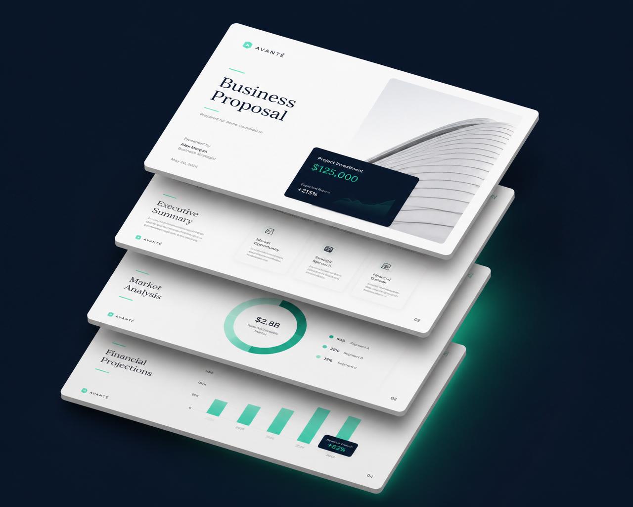 AI-generated business proposal template preview
